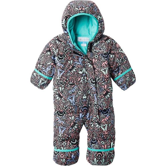 columbia snuggly bunny bunting black booming dot print onesie snowsuit - Picture 1 of 3